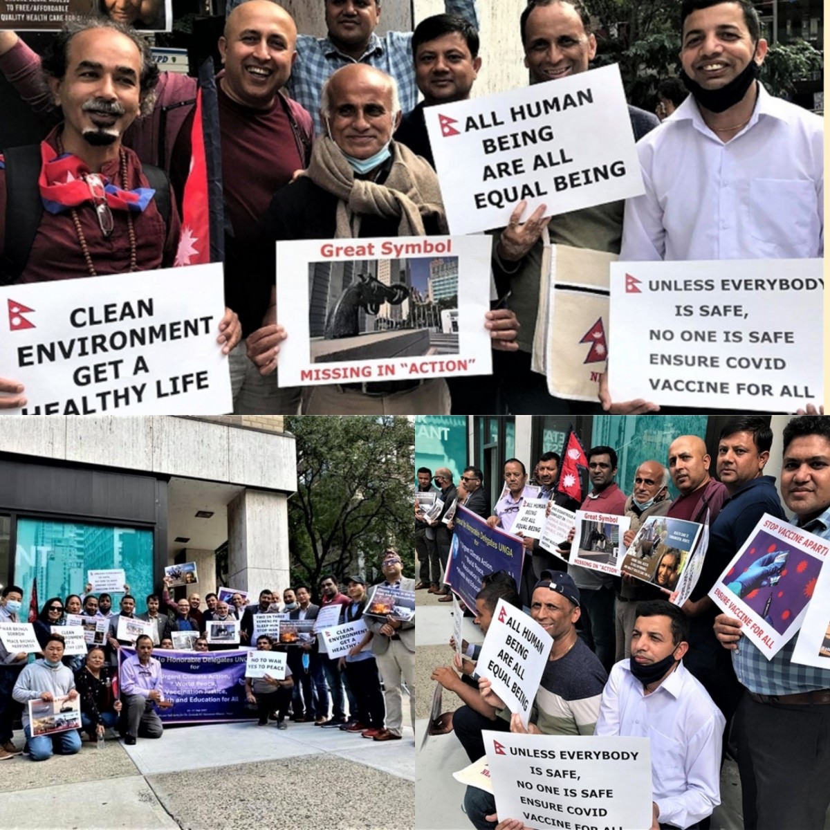 शान्ति, सद्भाव र समानताको डा. केसीले गरे UN को अगाडि प्रदर्शन । 