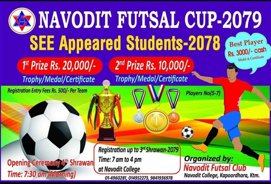 नवोदित कलेजद्वारा अन्तरकलेज फुटसल कप २०७९ उद्घाटन।