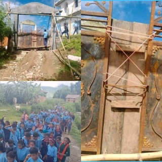 ठेकेदारले बिद्यालय बन्द गर्दा विद्यार्थीकाे पठनपाठन ठप्प।
