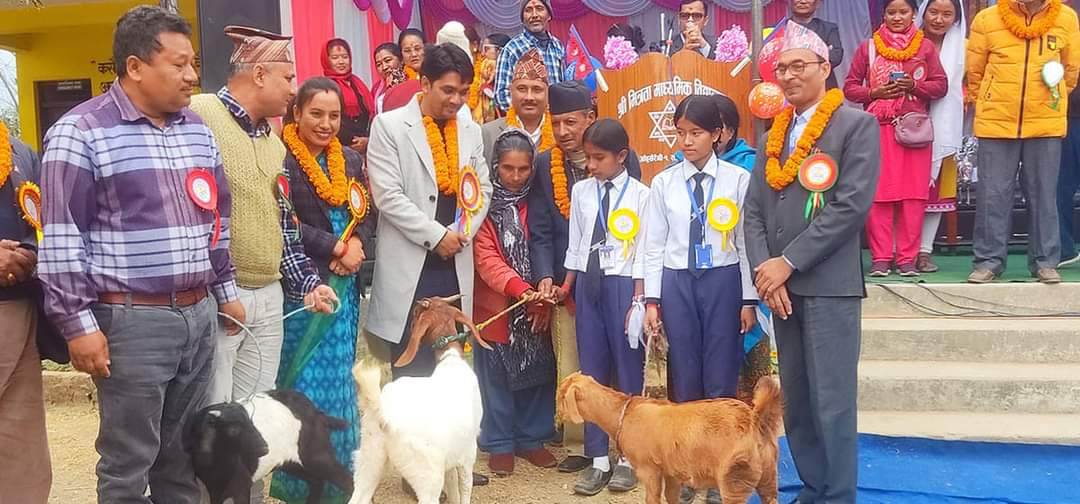 विद्यार्थीलाई छात्रवृत्ति बाख्रा पाठी प्रदान
